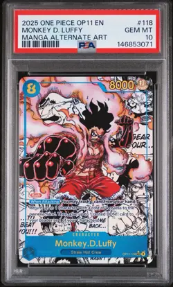 2025 One Piece OP11 EN Manga Alternate Art #118 Monkey D. Luffy PSA 10 GEM MINT - Image 1