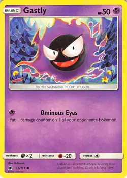 Gastly Common SM - Crimson Invasion 36/111 NM English Pokemon Card - Image 1