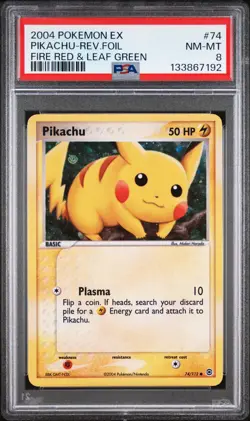 2004 Pokemon FRLG #74 Pikachu Reverse Foil PSA 8 NM-MT EX Fire Red Leaf Green - Image 1