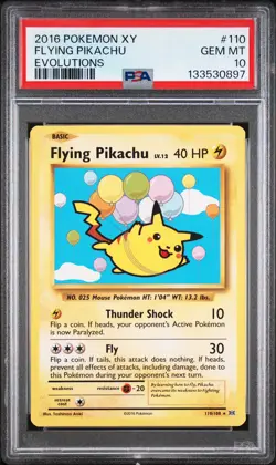 2016 POKEMON XY EVOLUTIONS #110 FLYING PIKACHU PSA 10 - Image 1