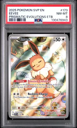 2025 POKEMON SVP EN-SV BLACK STAR PROMO #173 EEVEE PSA 8 - Image 1