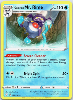 Pokemon - Galarian Mr. Rime - 038/192 - Rare - REBEL CLASH - NM/M - Image 1