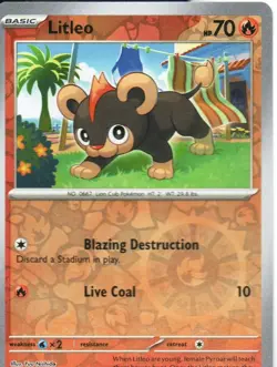 Litleo Reverse Holo - 031/193 - Paldea Evolved Pokemon - Image 1