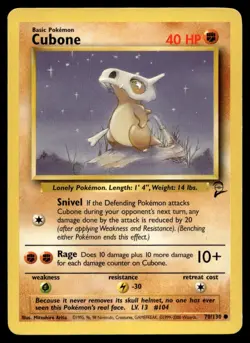 Cubone 70/130 Pokemon Card Base Set 2 Common 40 HP Lightly Played V6 - Image 1