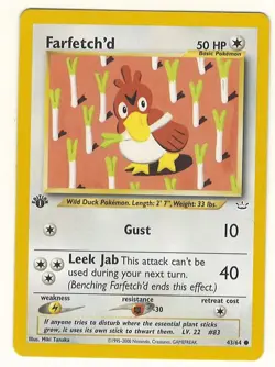 1ST EDITION POKEMON FARFETCH'D 43/64 NEO REVELATION POKEMON Card NEAR MINT- MINT - Image 1