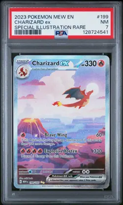 2023 POKEMON MEW EN-151 SPECIAL ILLUSTRATION RARE #199 CHARIZARD EX PSA 7 - Image 1