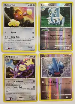 Lot Of 4 Holo Buneary DP06 Basdiodon 21/123 Ambipom 3/123 Gible 85/123 Pokemon - Image 1