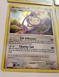 Lot Of 4 Holo Buneary DP06 Basdiodon 21/123 Ambipom 3/123 Gible 85/123 Pokemon - Image 4