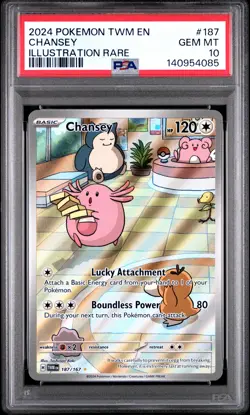 2024 Pokemon EN Twilight Masquerade Chansey Holo Illustration Rare PSA 10 #187 - Image 1