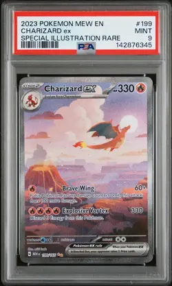 2023 POKEMON MEW EN-151 SPECIAL ILLUSTRATION RARE #199 CHARIZARD EX PSA 9 Mint - Image 1