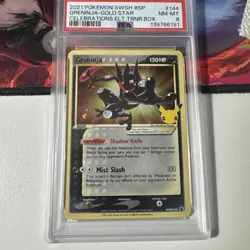 2021 POKEMON SWSH CELEBRATIONS ETB PROMO #144 GRENINJA-GOLD STAR PSA 8 - Image 1