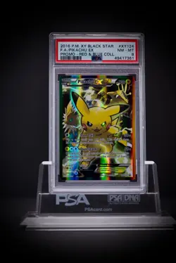2016 Pokemon XY Black Star Promo Red & Blue Collection XY124 FA Pikachu EX PSA 8 - Image 2