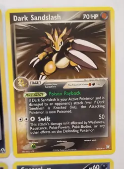 Lot Of 4 Holo Nuzleaf Legend Maker 41/92 Dark Sandslash 18/109 Mightyena Pokemon - Image 3