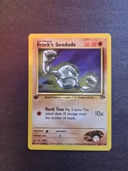 Brock's Geodude 1st Edition Gym Challenge Card 68/132 Unlimited Edition Regular - Image 1