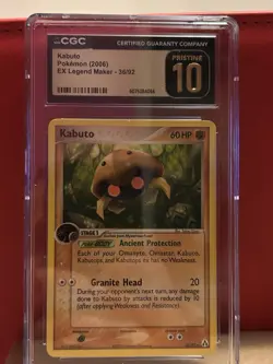 Pokemon Kabuto EX Legend Maker 36/92 2006 CGC Pristine 10 Graded Card - Image 1