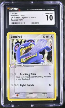 CGC 10 GEM MINT Loudred 2004 EX Hidden Legends 39/101 Reverse Holo Pokemon Card - Image 1
