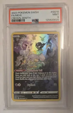 Pokemon Mew GG10 Ultra Rare Full Art Holo Crown Zenith Galarian Gallery PSA 9 - Image 1