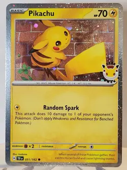 *STAMPED* Pikachu 051/162 Pokemon Day 2026 30th Anniversary Promo Cosmos Holo - Image 1