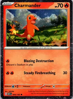 Charmander 004/165 Near Mint Cosmos Holo (2 Swirls) Pokemon - Image 1