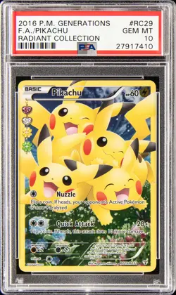 2016 POKEMON XY GENERATIONS RADIANT COLL #RC29 FULL ART/PIKACHU PSA 10 - Image 1