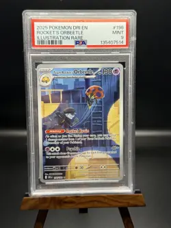 2025 POKEMON DESTINED RIVALS ILLUSTRATION RARE #198 TEAM ROCKET'S ORBEETLE PSA 9 - Image 1