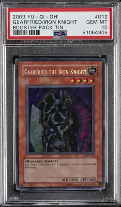 2003 YU-GI-OH! BOOSTER PACK TIN #012 GEARFRIED THE IRON KNIGHT PSA 10 - Image 1