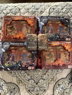 One Piece Card Game Sealed Illustration Box vol.5 + vol.6 & sealed vol.2 Tins - Image 1