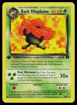 Pokemon Card - Dark Vileplume Team Rocket 30/82 Rare 1st Edition - Image 1