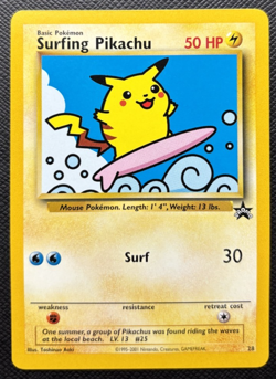Surfing Pikachu Black Star Promo 28 Pokemon League NM 2001 - Image 1