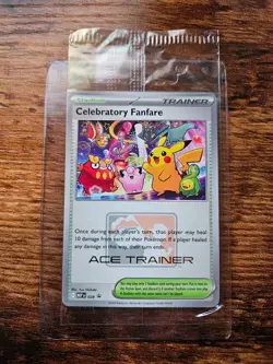 Pokemon TCG Celebratory Fanfare Ace Trainer 2025 Promo Card 028 Mint - Image 1
