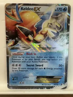 Pokemon Keldeo EX 49/149 Black & White Ultra Rare Holo Basic Card HP - Image 1