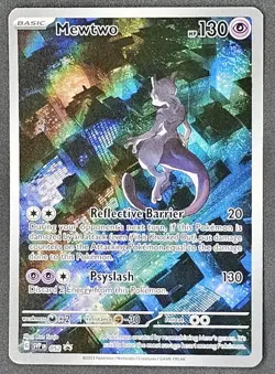 Pokemon Mewtwo SVP Black Star Promo Holo Basic 130 HP 052 Pokemon TCG Card - Image 1