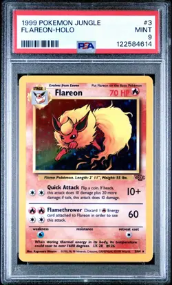 1999 Pokemon Flareon 3/64 Holo Rare Unlimited Jungle PSA 9 MINT - Image 1