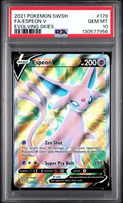 PSA 10 FA ESPEON V 2021 POKEMON SWORD & SHIELD EVOLVING SKIES #179/203 FULL ART - Image 1