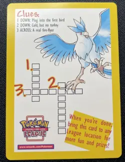 Legendary Birds Zapdos Articuno Movie Promo Pokemon League Clue Crossword LP - Image 1