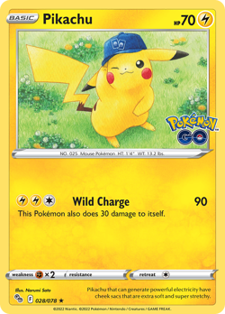 Pikachu 028/078 Pokemon GO Holo Pokemon Card NM - Image 1
