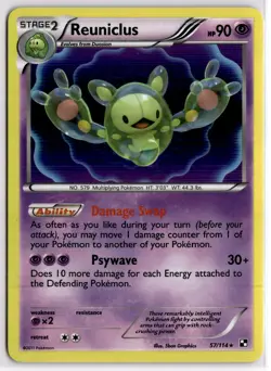 Reuniclus 57/114 Black & White Base Holo Rare Pokemon Card - Image 1