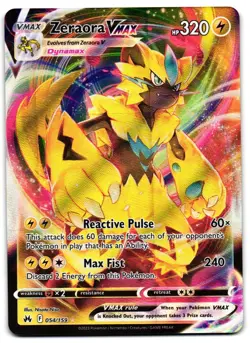 Zeraora VMAX 054/159 - Crown Zenith Rare VMAX Pokemon TCG Holo - NM Card - Image 1