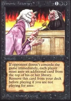 1x Demonic Attorney Light Play, English 1st Edition Beta MTG Magic - Image 1