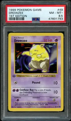 Pokemon 1st Edition Drowzee 049/102 | PSA 8.5 NM - Mint | Base Set 1999 - Image 1