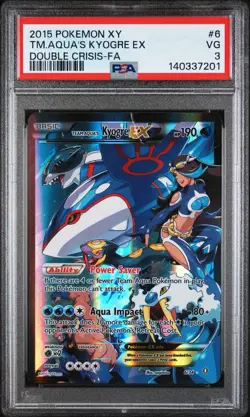 Pokemon Team Aqua's Kyogre EX Double Crisis Full Art #6 PSA 3 English - Image 1