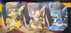 Pokemon TCG Eevee Evolutions Tin Trio Jolteon, Flareon, Vaporeon - SEALED - 2021 820650829055 - Image 1