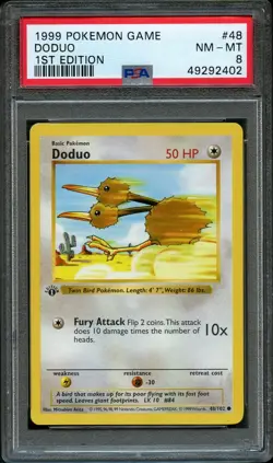 1999 POKEMON BASE SET 1ST EDITION #48 DODUO PSA 8 - Image 1