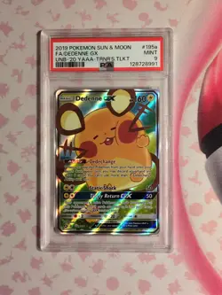 2019 POKEMON SUN & MOON UNBROKEN BONDS #195A FULL ART/DEDENNE GX PSA 9 - Image 1