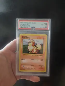 1999 POKEMON BASE SET SHADOWLESS #28 GROWLITHE PSA 10 - Image 1