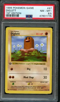1999 Pokemon Base Set Shadowless 1st Edition Diglett #47 PSA 8.5 NM - Mint - Image 1