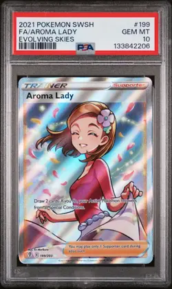 2021 Pokemon Sword and Shield Evolving Skies Aroma Lady #199 /203 PSA 10 - Image 1
