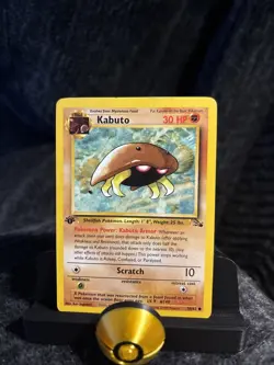 Pokemon TCG Kabuto Fossil Card 50/62 Regular Common 1st Edition MP - Image 1