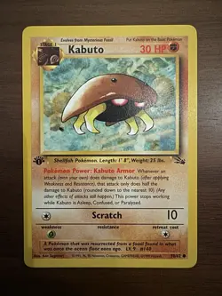 Pokemon TCG Kabuto Fossil 1st Edition Common Card 50/62 NM Condition - Image 1