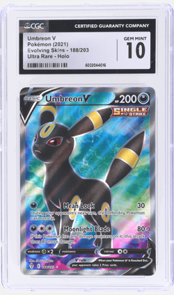 2021 Pokemon Sword and Shield Evolving Skies Umbreon V #188 CGC 10 - Image 1